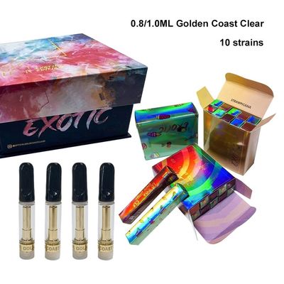 Gold Coast Clear E Cigarette Cartridge Atomizer 0.8ml 1ml Empty 10 Strains Glass