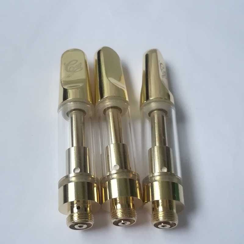 Metal Gold Tip Empty Oil E Cigarette Cartridge 0.8ml 1ml Ceramic Atomizers 510 Thread